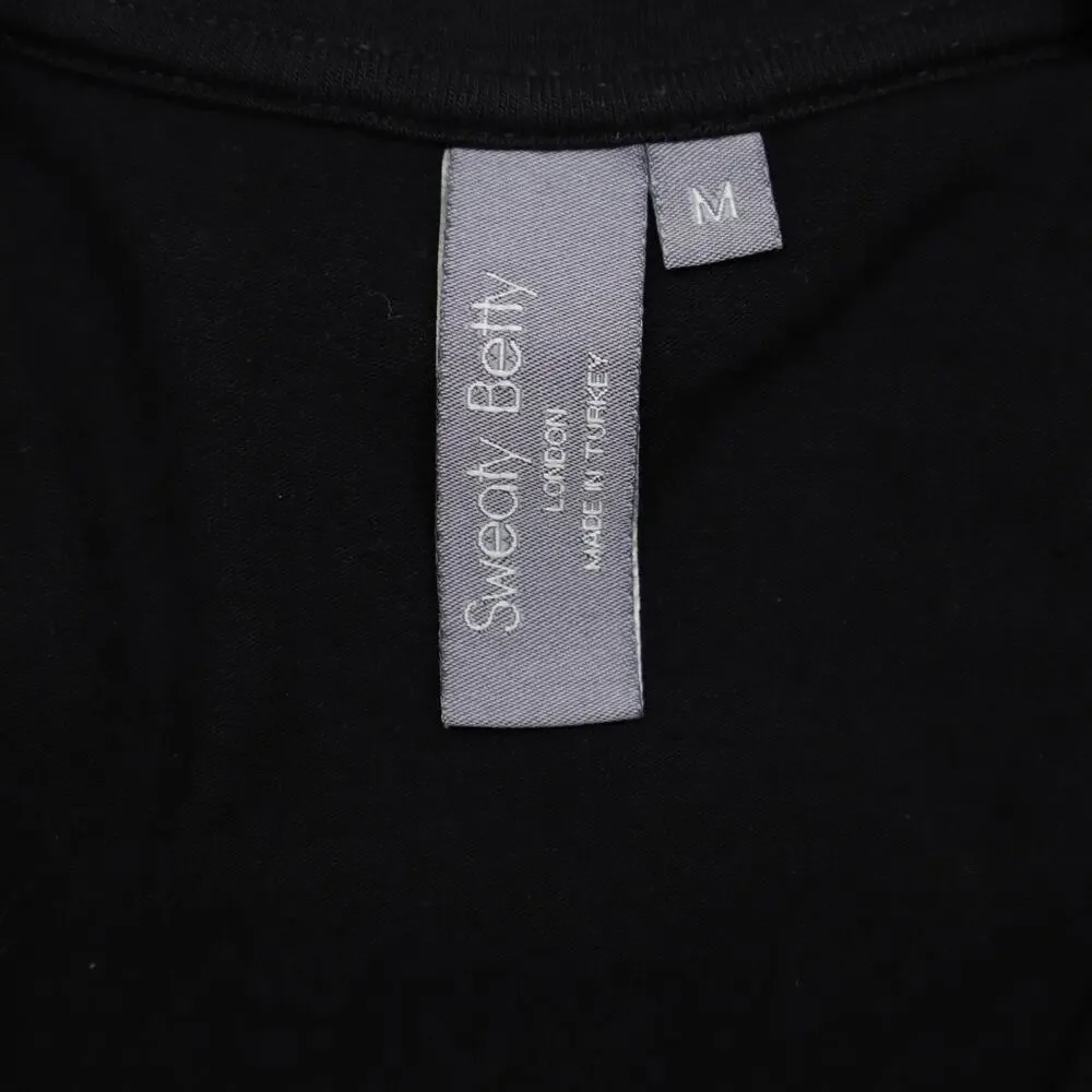 Sweaty Betty Mellow Midi Dress Sz M Black Asymmetrical Viscose Blend Minimalist - Picture 6 of 8